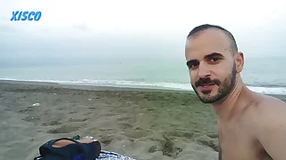 Xisco jerk off in the beach