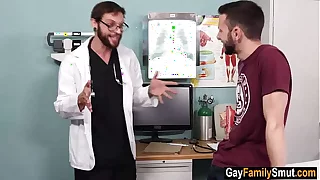 Gay doctor examines his cousin's ass