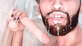 Young Latino Camilo Brown Hot Deepthroat, Anal And Facial With A 9inch Cumming Dildo Big Load